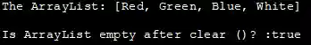 Output - isEmpty ArrayList