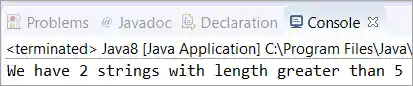 the number of Strings whose length is greater than 5