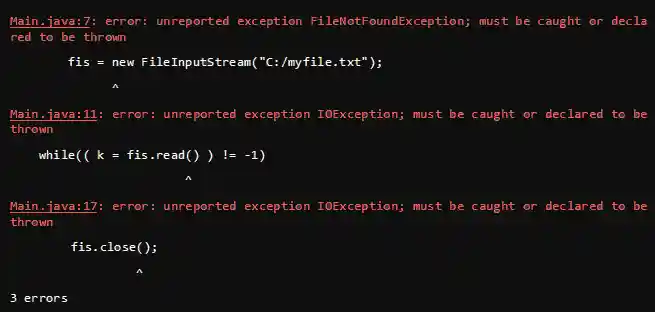 Checked Exception - output