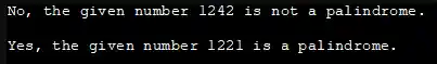 Check if the number is a palindrome - output