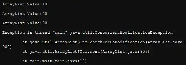 ConcurrentModificationException - Output