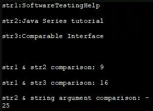 Java String compareTo () method - output