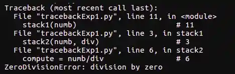 call stack traceback
