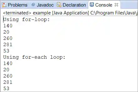 Java for-loop array