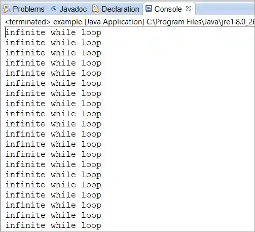 Infinitive while loop - output
