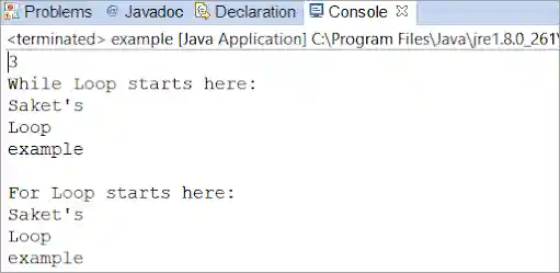 Java for loop vs while loop - output