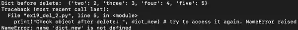 delete dict object