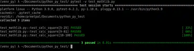 use py.test -v