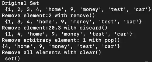 Remove elements from Set