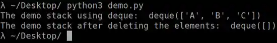 Deleting elements using the deque module