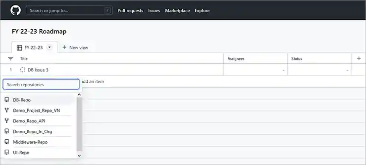 select the repo to save to - GitHub Projects