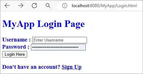 myapp login page