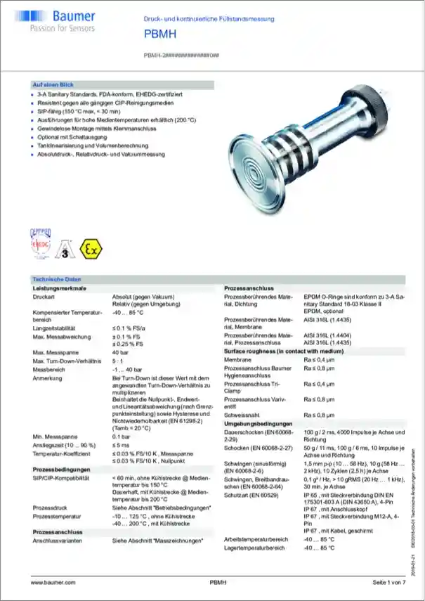 Data sheets from PIM
