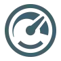 Speedometer icon representing efficiency.