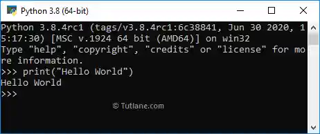 Python Shell or Interpreter Hello World Program Example