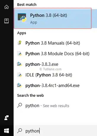 Open python interpreter or shell by searching