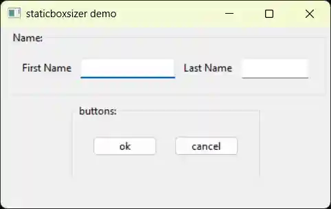StaticBoxSizer Output