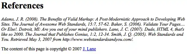 The finished example