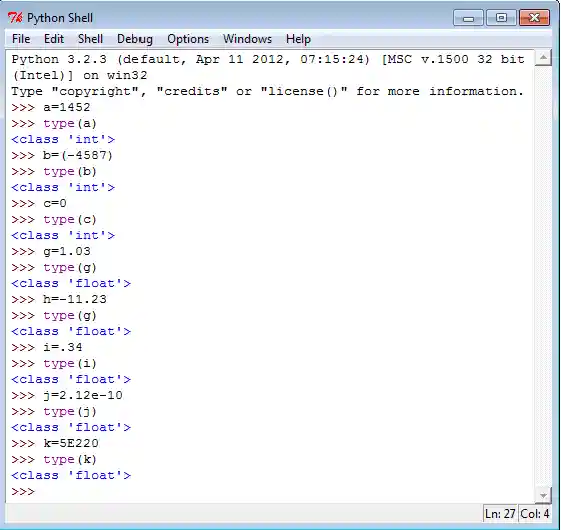 Python integer float example