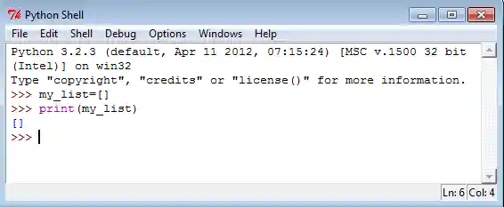 Python list without any element