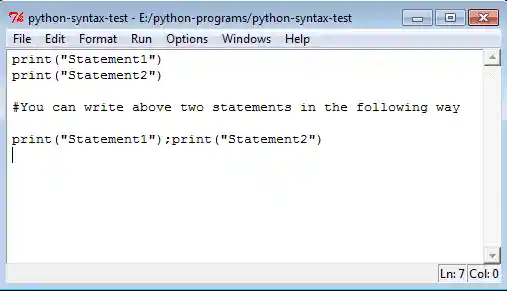 Python multiple statement into a single line
