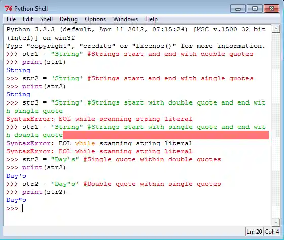 Python string declaration
