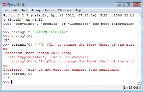 Python strings are immutable