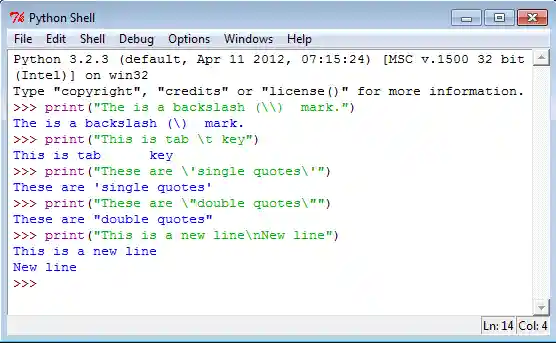 Python strings special characters