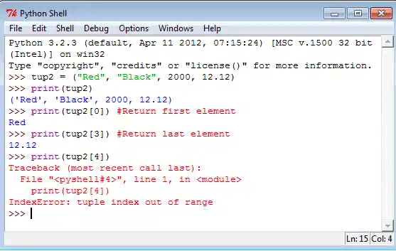 python tuple indexing