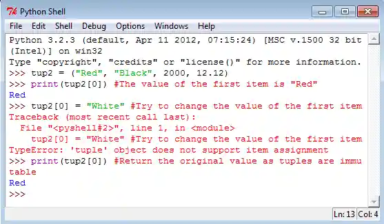Python tuples are immutable