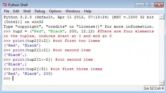 Slice a Python tuples