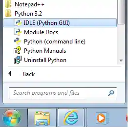 Start Python 3.2 idle in windows