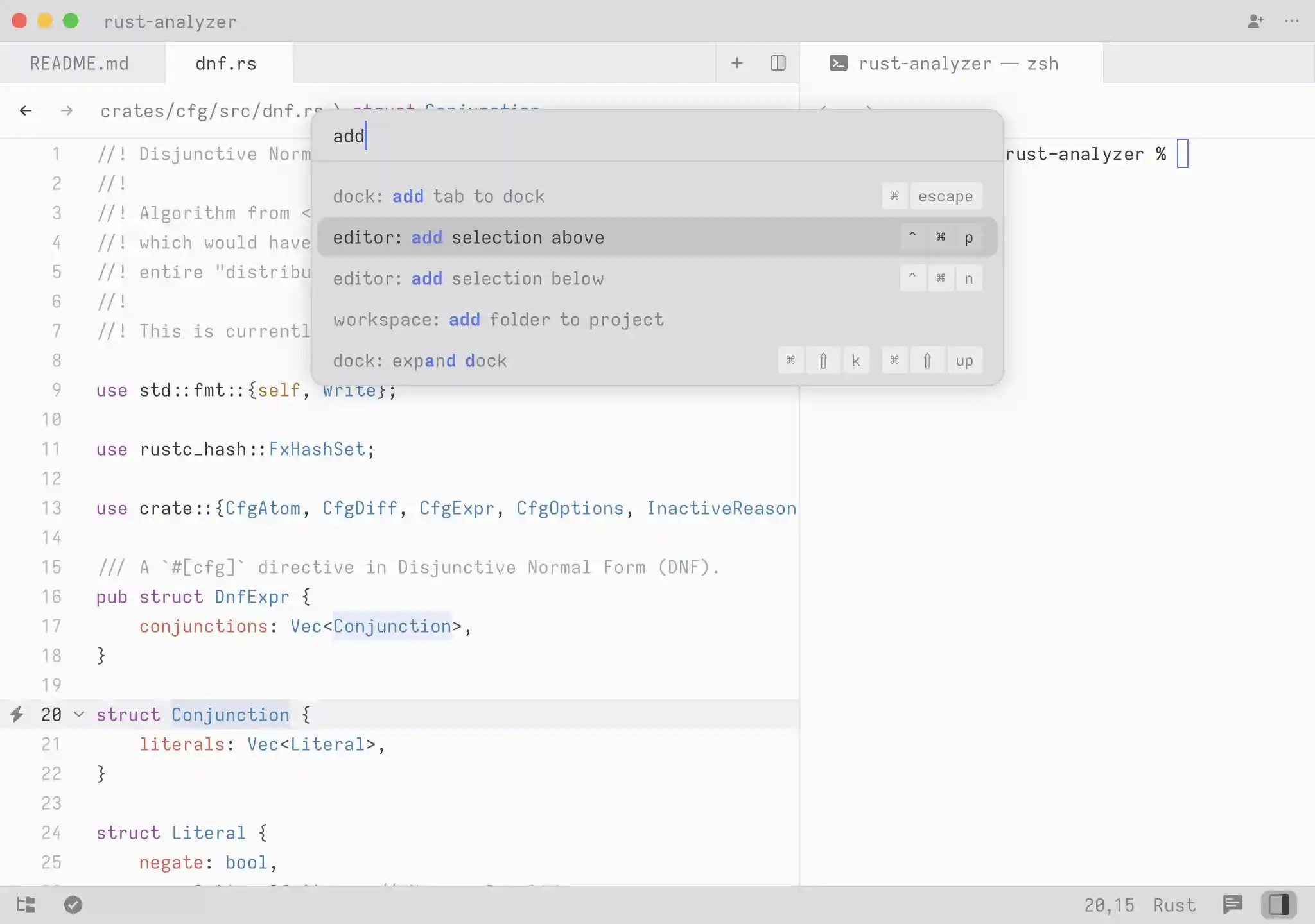 The opened Command Palette